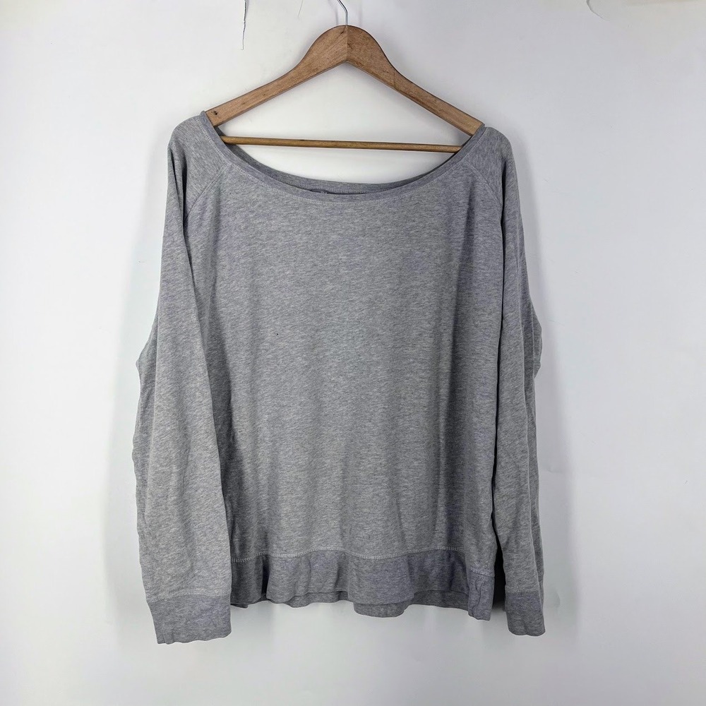 Pact Organic Gray French Terry Scoop Neck Raglan Sweatshirt XL Womens
